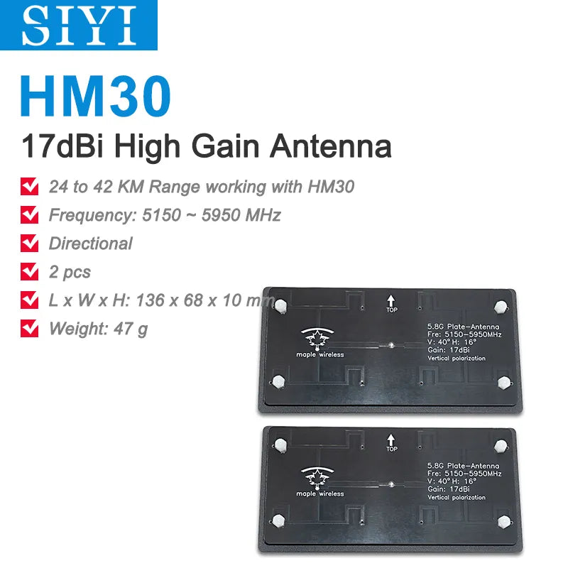 SIYI High Gain Directional Patch Antennas for HM30 (5.8 GHz)